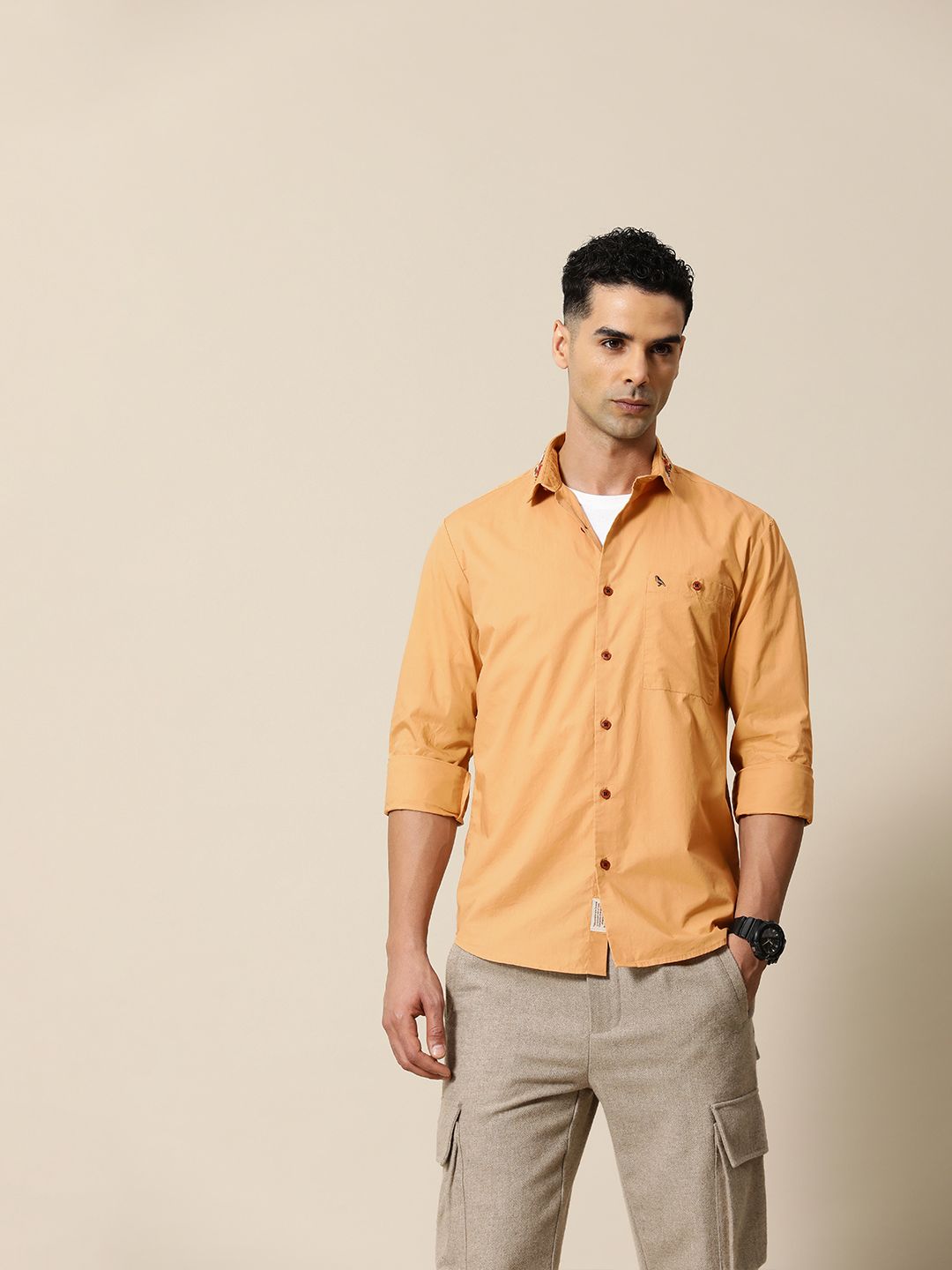 Mr Bowerbird Pure Cotton Tailored Fit Floral Embroidered Casual Shirt