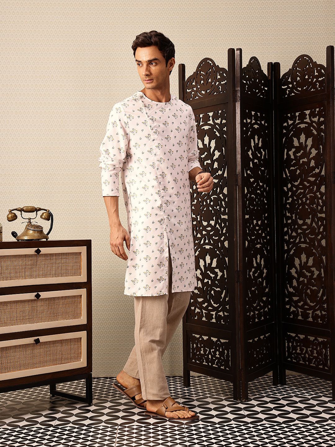 House of Pataudi Floral Printed Rozana Kurta