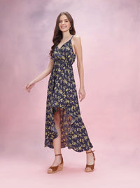 DressBerry Ruffled Floral Print Fit & Flare Midi Dress
