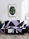 Cortina Black & Grey Printed 2-Seater Stretchable Non-Slip Sofa Slipcover