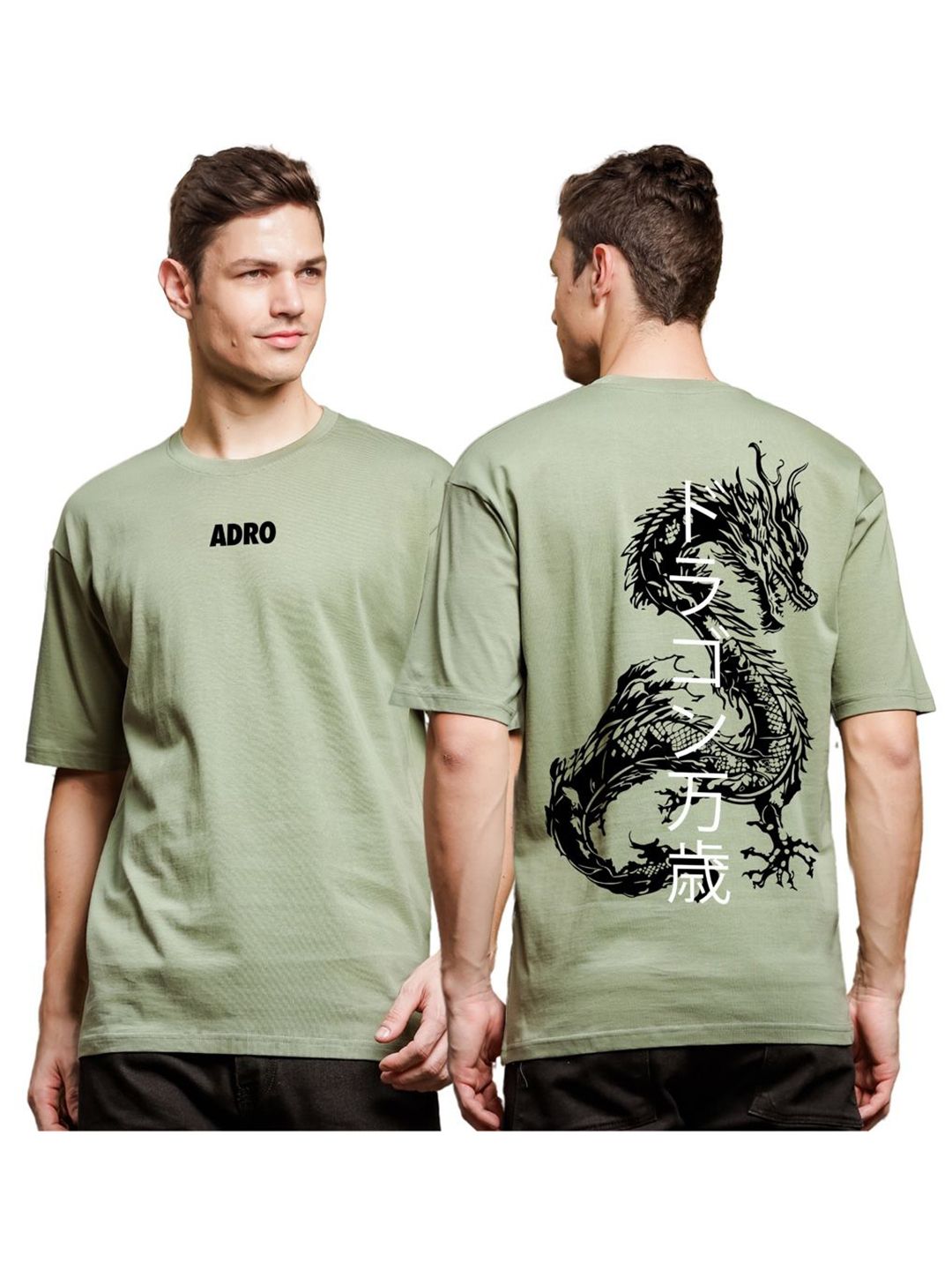ADRO Men Printed Raw Edge T-shirt