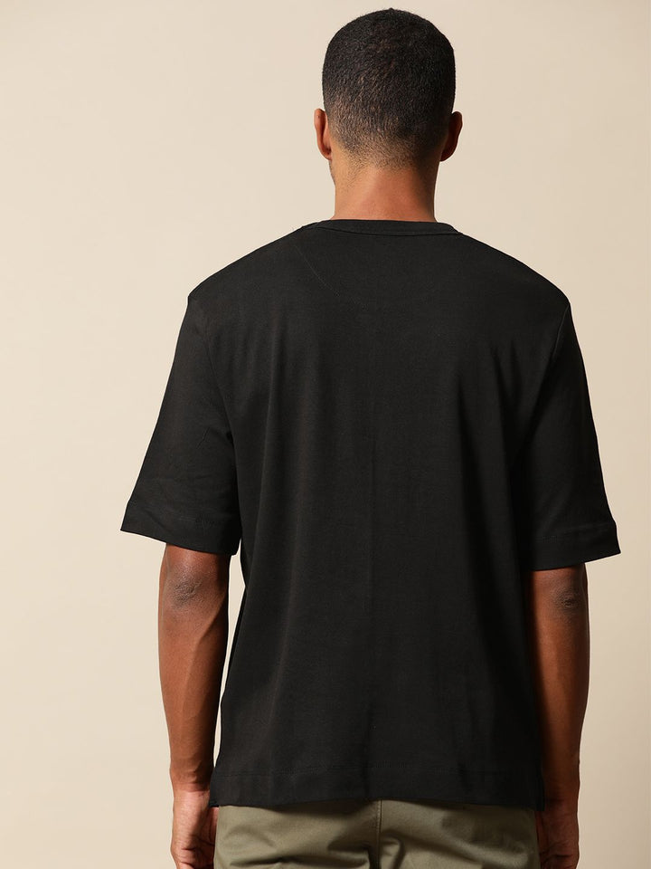 Mr Bowerbird Men Black Pure Cotton Philosophy Crew Neck Oversized Pure Cotton T-shirt