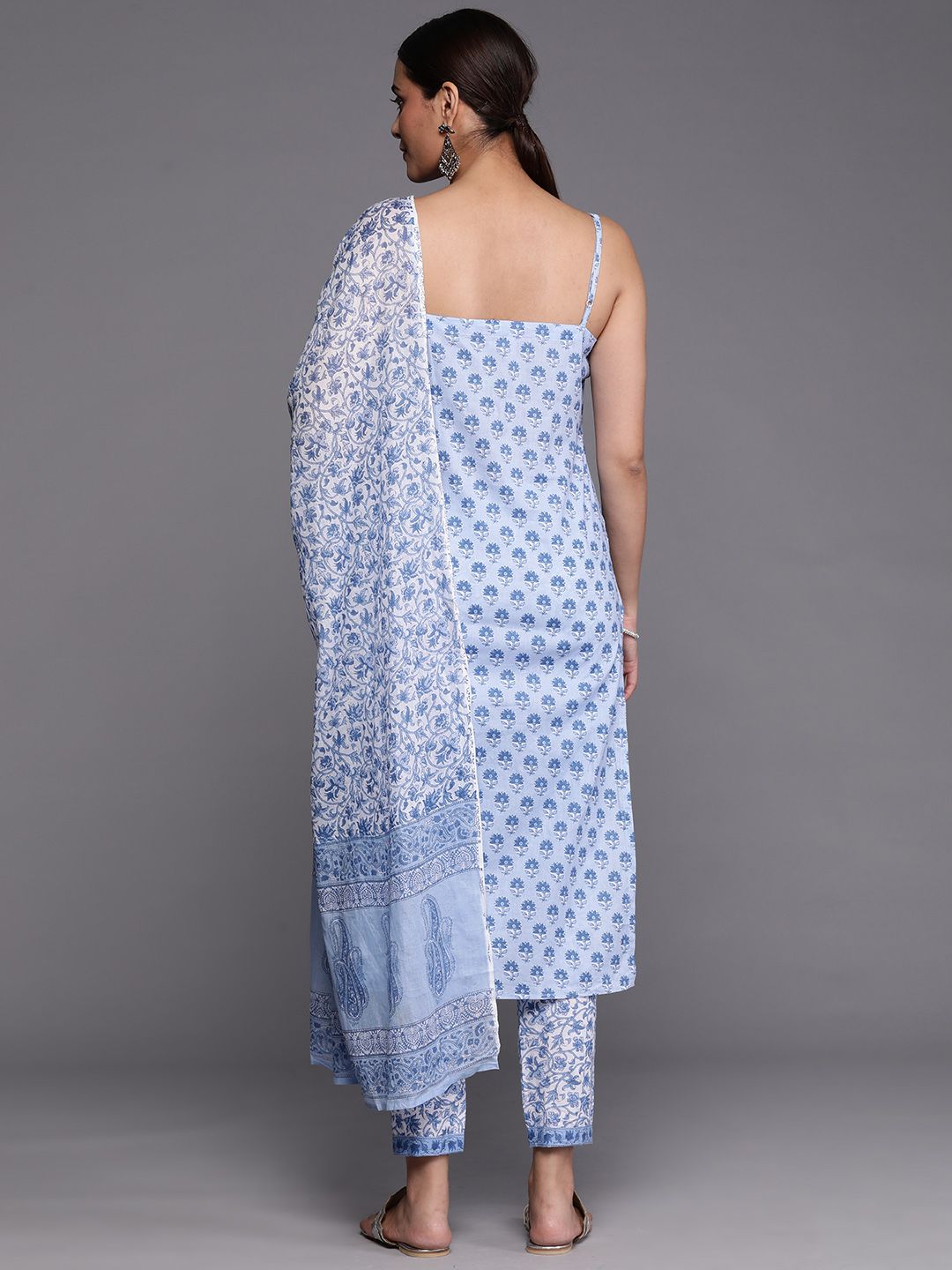 Libas Women Floral Printed Pure Cotton Kurta With Trousers & With Dupatta