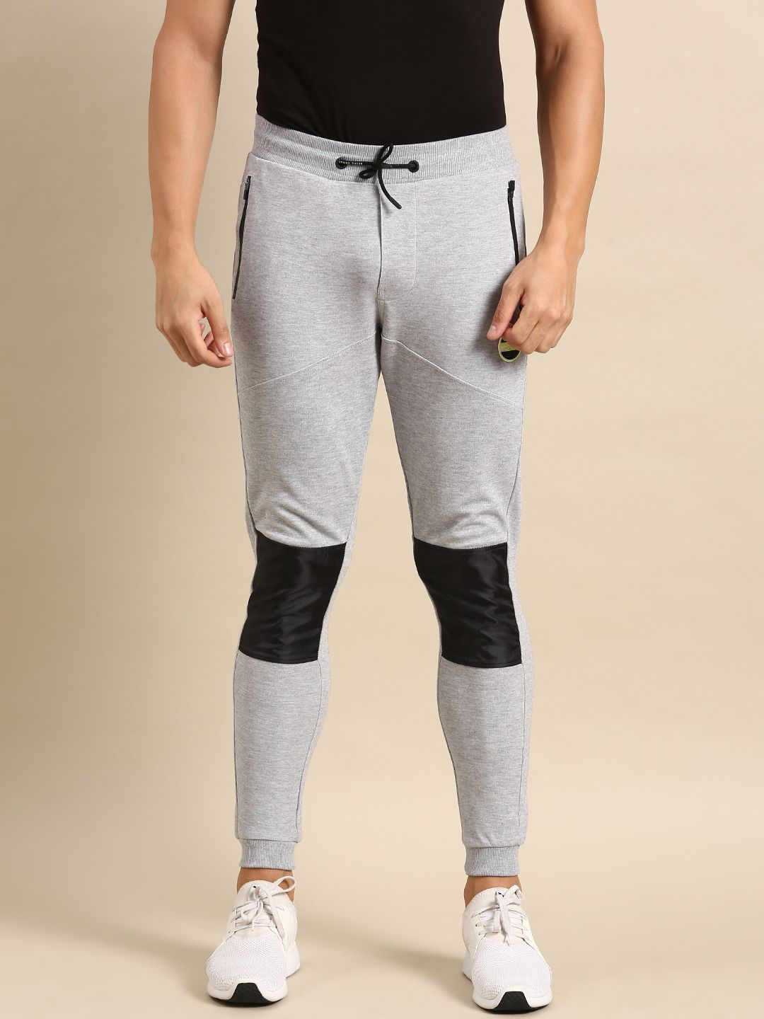 Being Human Men Mid-Rise Joggers With Patchwork Detail On Knees