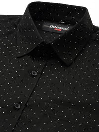 DENNISON Men Black Smart Polka Dots Printed Formal Shirt