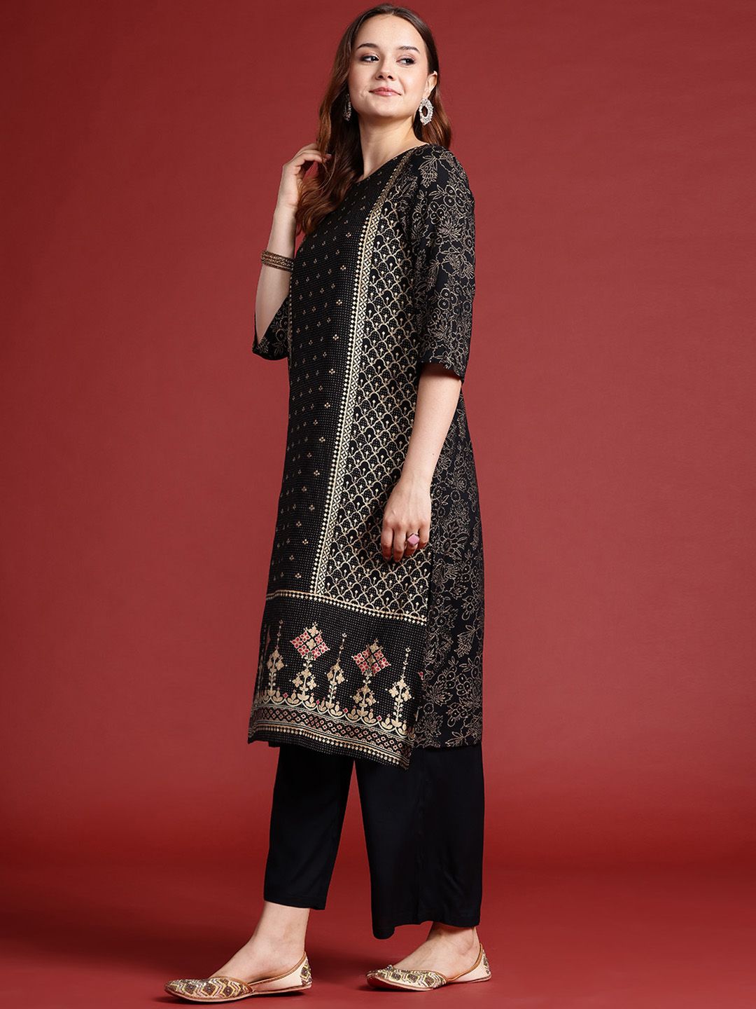 Anouk Ethnic Motifs Print Kurta with Palazzos