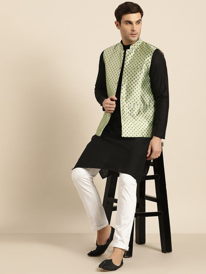 SOJANYA Lelaki Black Thread Work Kurta