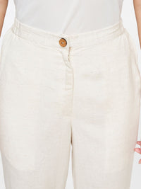 Global Desi Women Off White Straight Fit Trousers