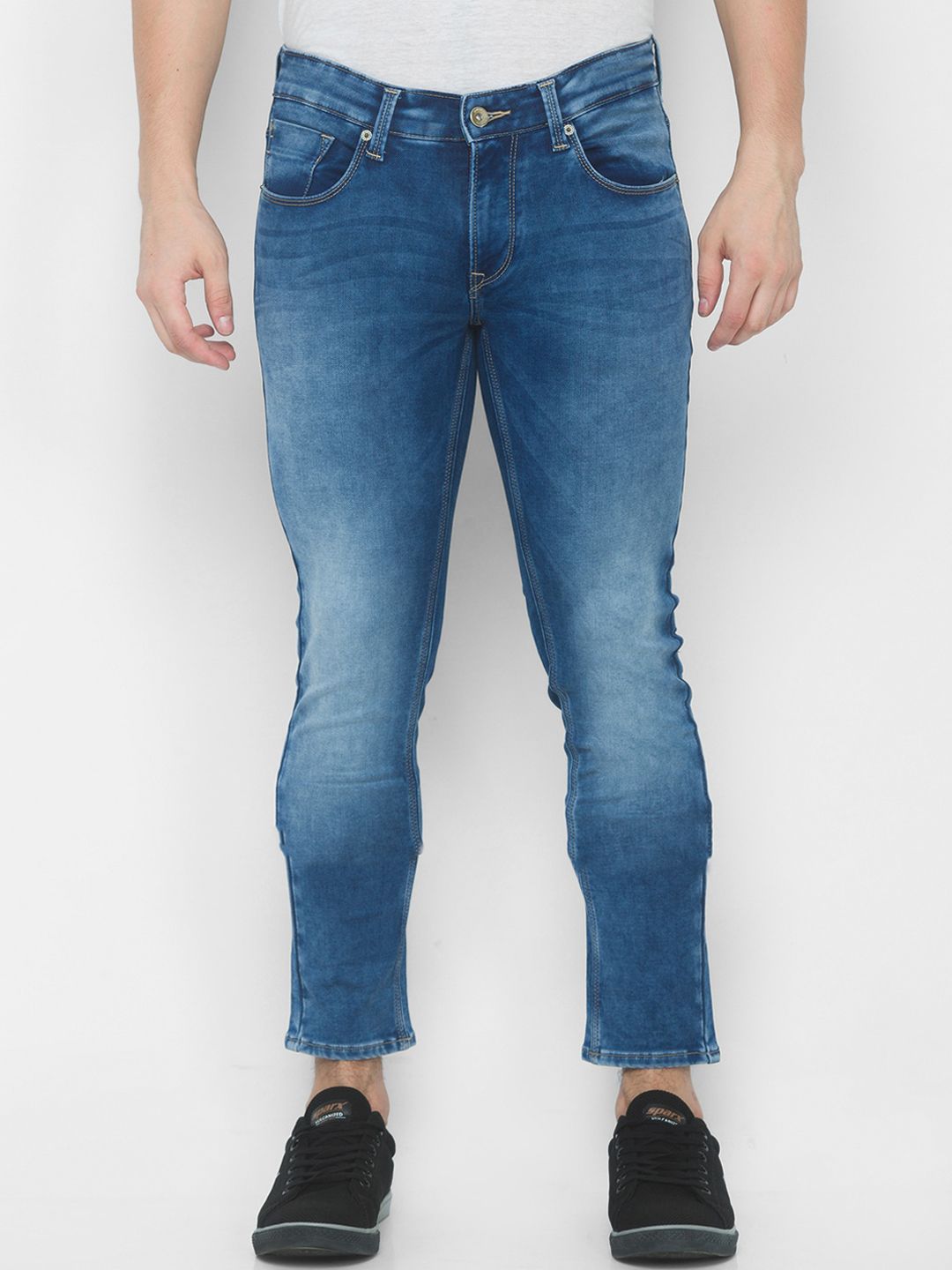 SPYKAR Men Blue Skinny Fit Low-Rise Pure Cotton Heavy Fade Jeans