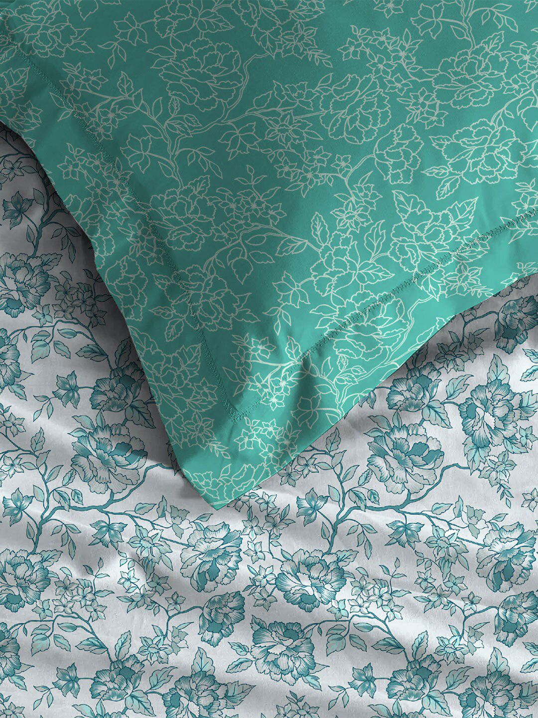 TRIDENT Juliet Blue Urban Comfort Flat 144TC Queen Cotton Bedsheet Set