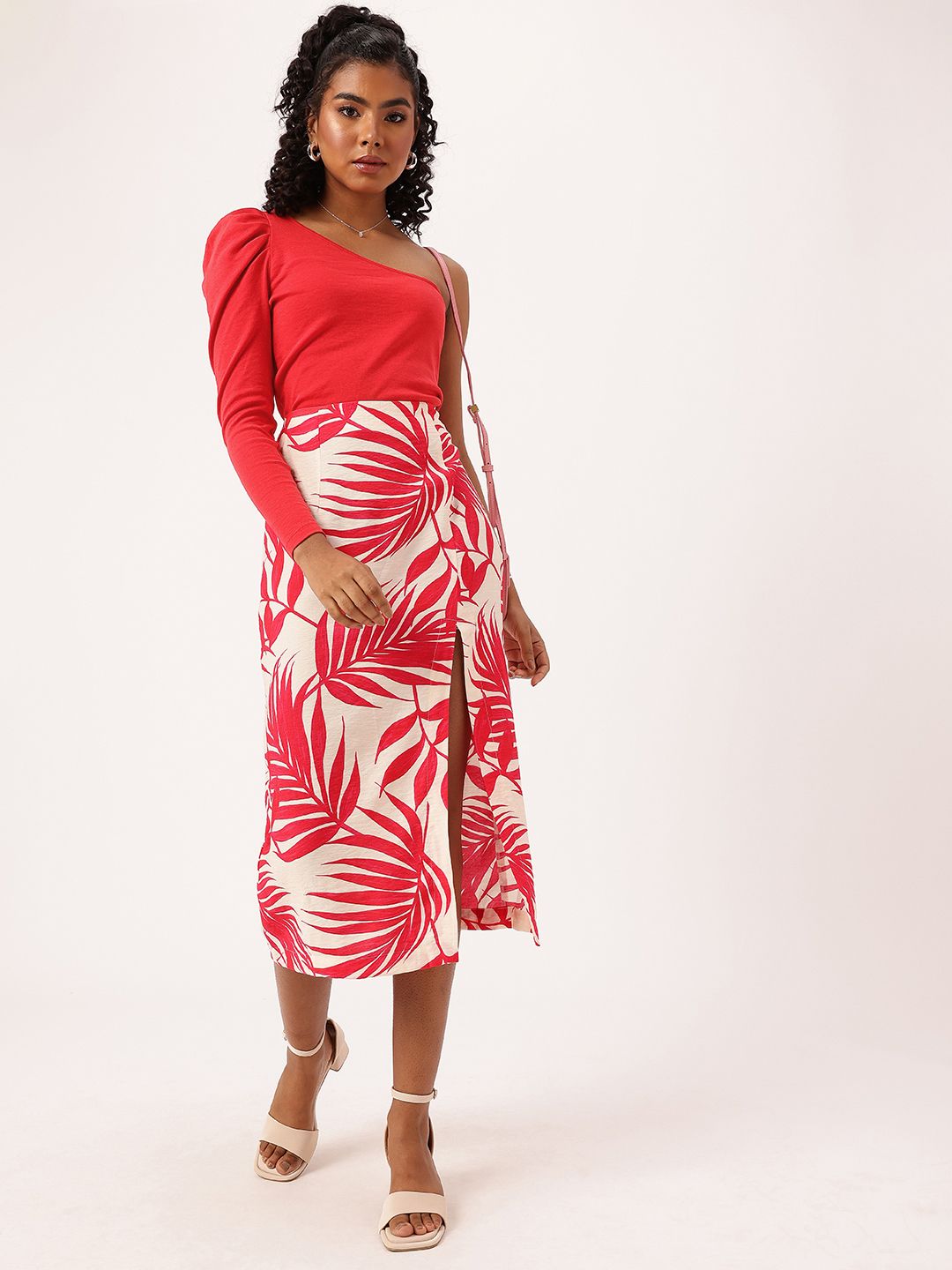DressBerry Its Cherry On The Icing Red Peek-A-Boo One Shoulder Top