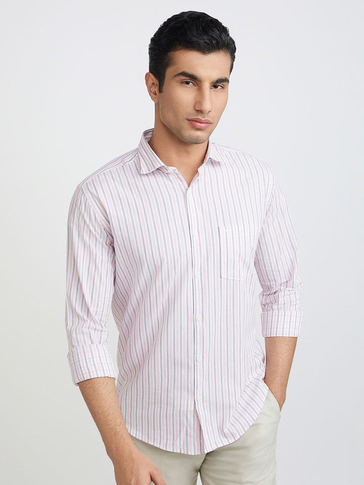 Park Avenue Men Slim Fit Vertical Stripes Opaque Pure Cotton Casual Shirt