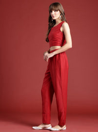 Anouk Ethnic Motifs Print Layered Kurta with Trousers & Top