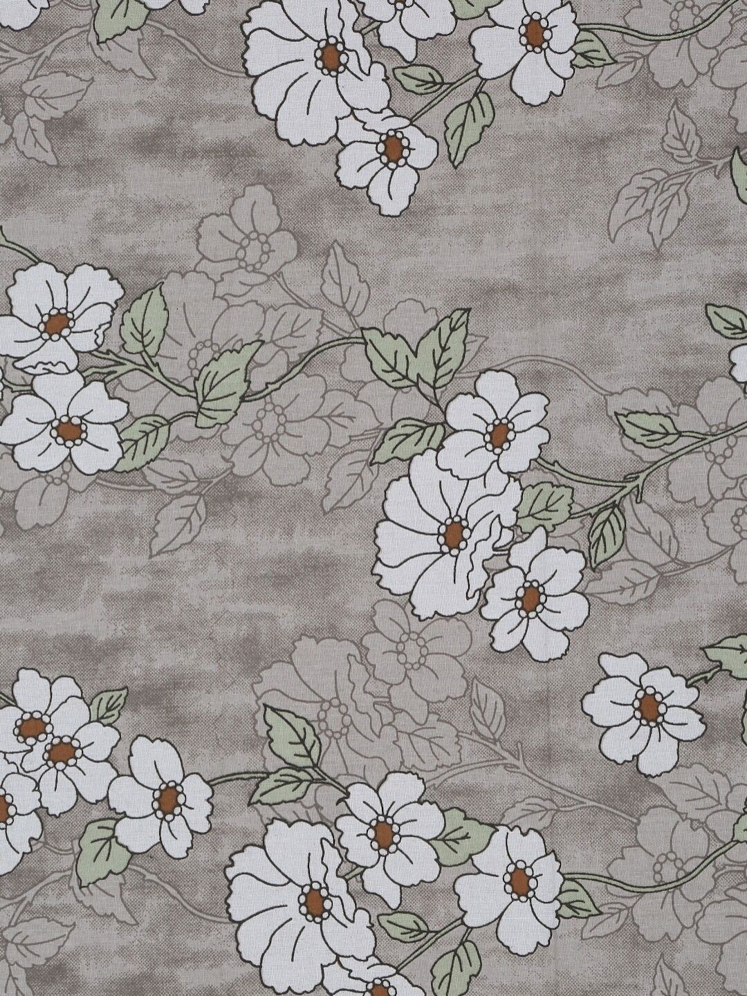 KLOTTHE Grey Floral Pure Cotton 400 TC King Fine Bedsheet with 2 Pillow Covers-98 x 89 inches
