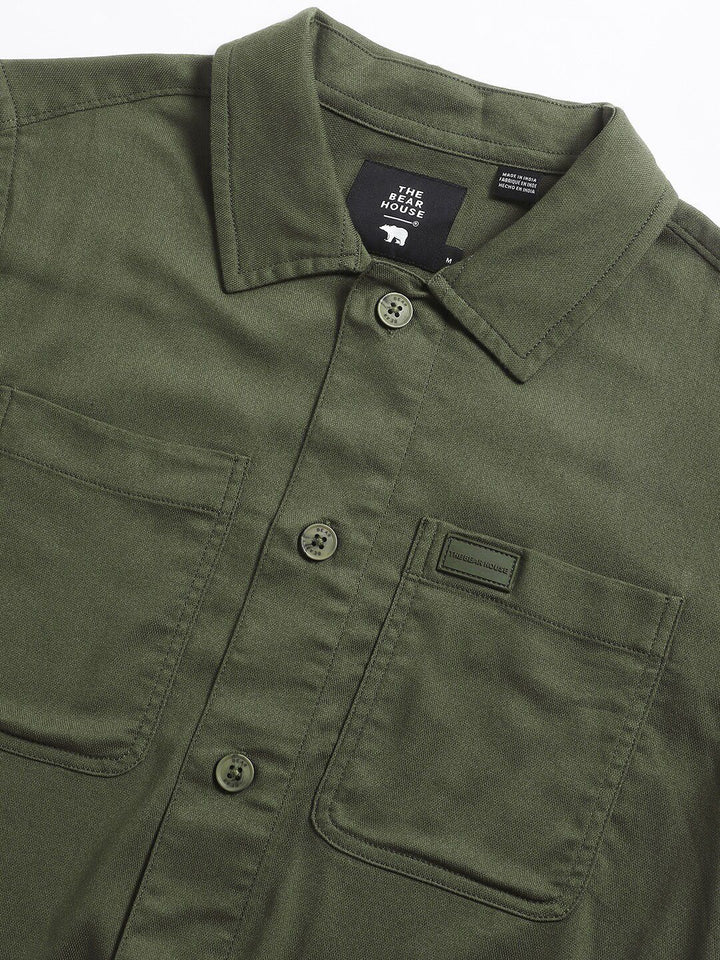 THE BEAR HOUSE 
Men Checked Regular Fit Poly Lycra Shacket