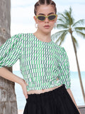 DressBerry Statement Sleeves Cut-Out Crop Top
