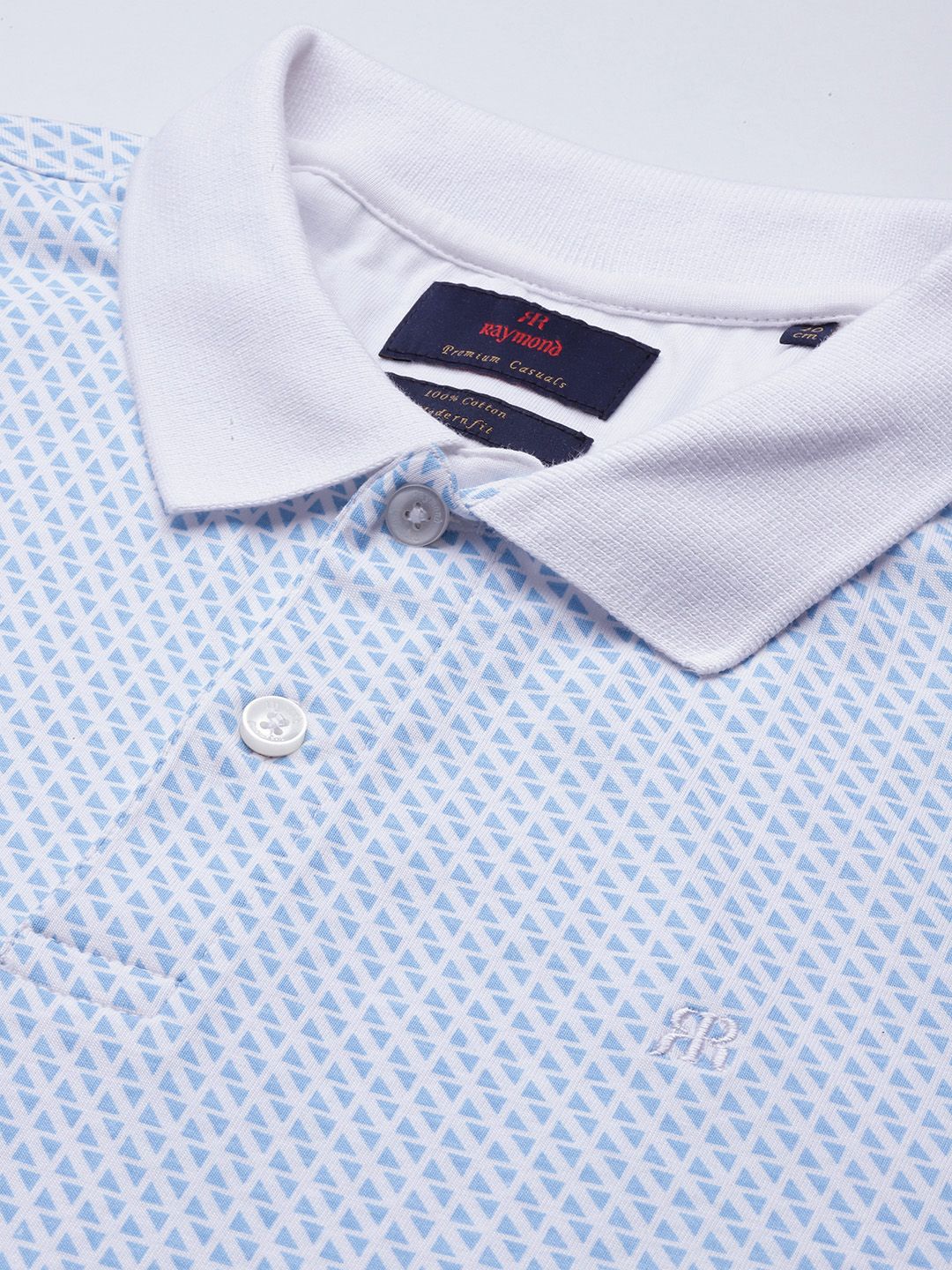 Raymond Geometric Print Polo Collar Pure Cotton Modern Fit T-shirt