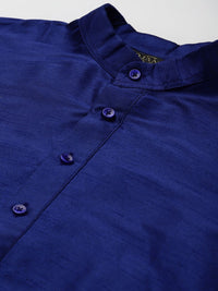 SOJANYA Men Blue & Sea Green Kurta with Pyjamas & Embroidered Nehru Jacket