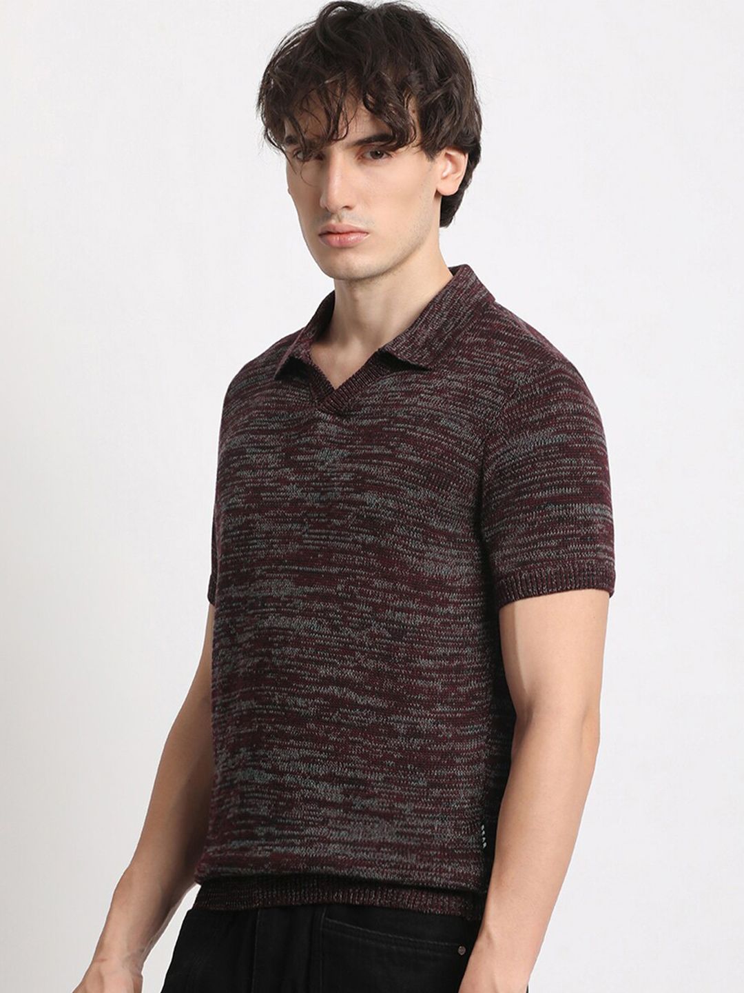 THE BEAR HOUSE Abstrcat Printed Polo Collar Cotton T-shirt