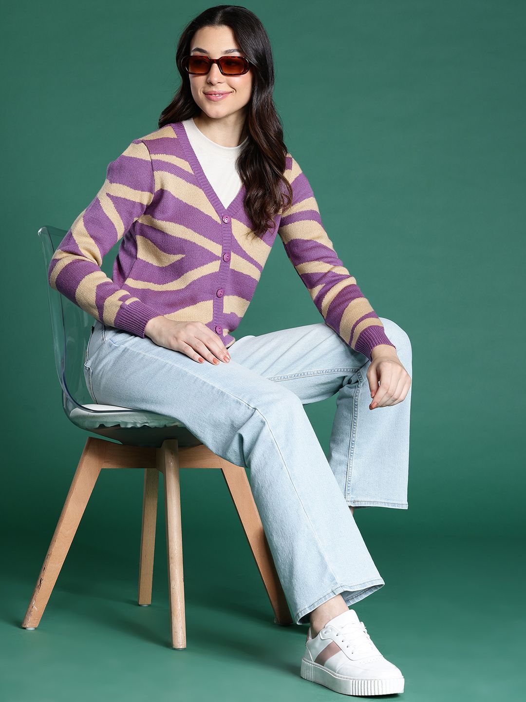 DressBerry Abstract Front-Open Sweater