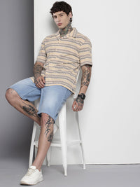 The Indian Garage Co Men Relaxed Fit Textured Lace Crochet Resort Wear Shirt