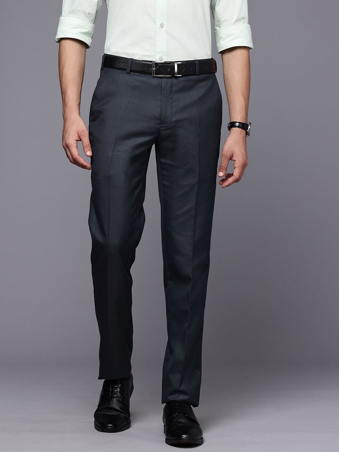 Raymond Men Textured Slim Fit Formal Trousers