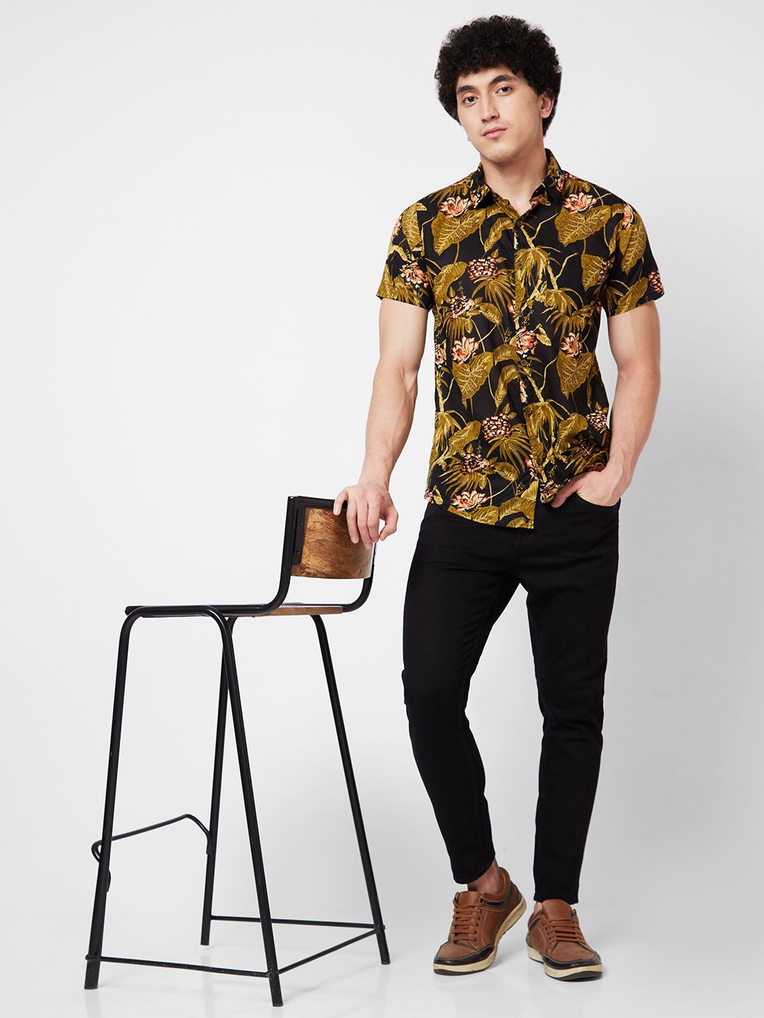 SPYKAR Floral Printed Cotton Casual Shirt
