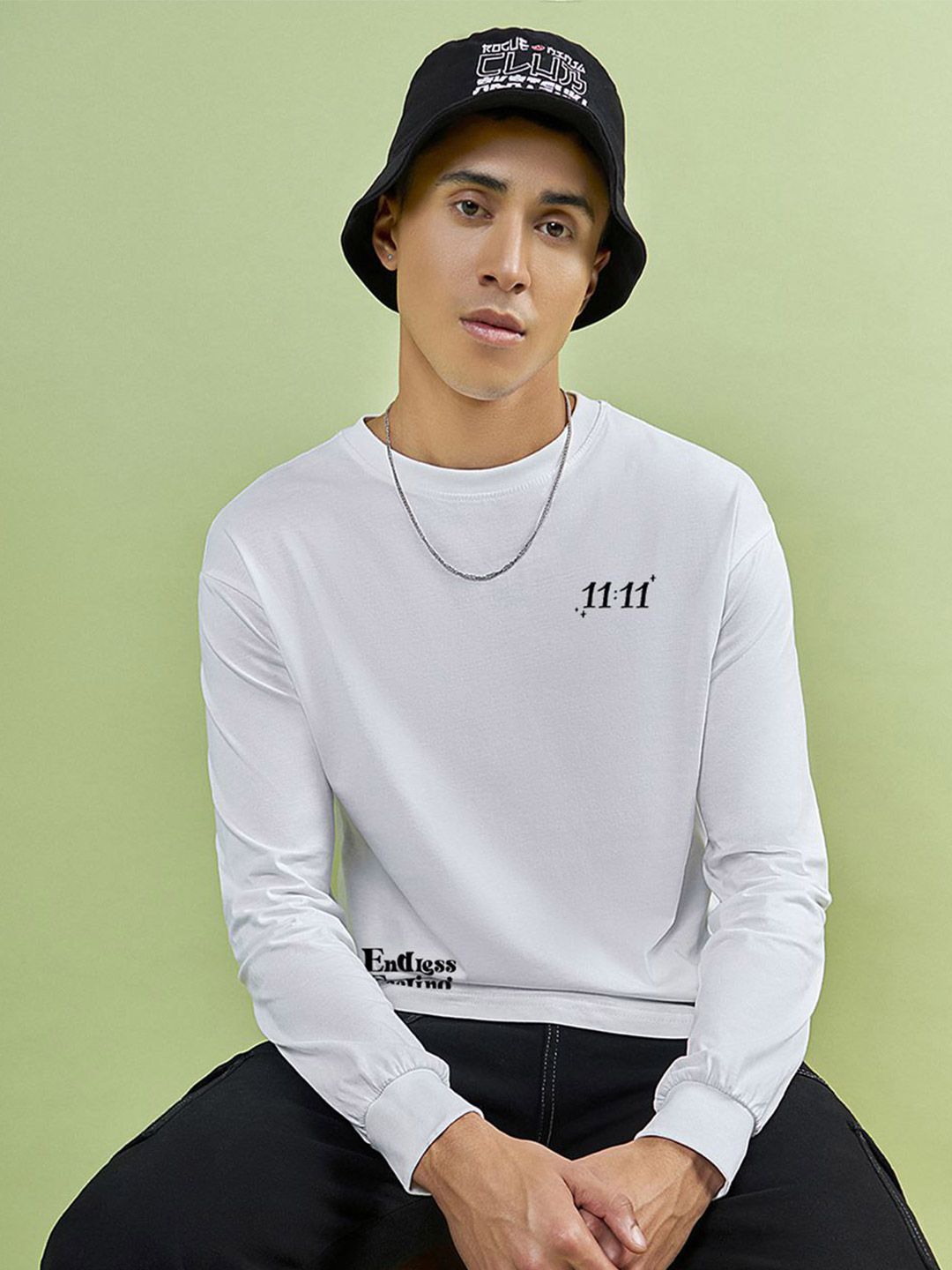 Bewakoof Men Typography Printed Round Neck Pure Cotton Oversized T-shirt