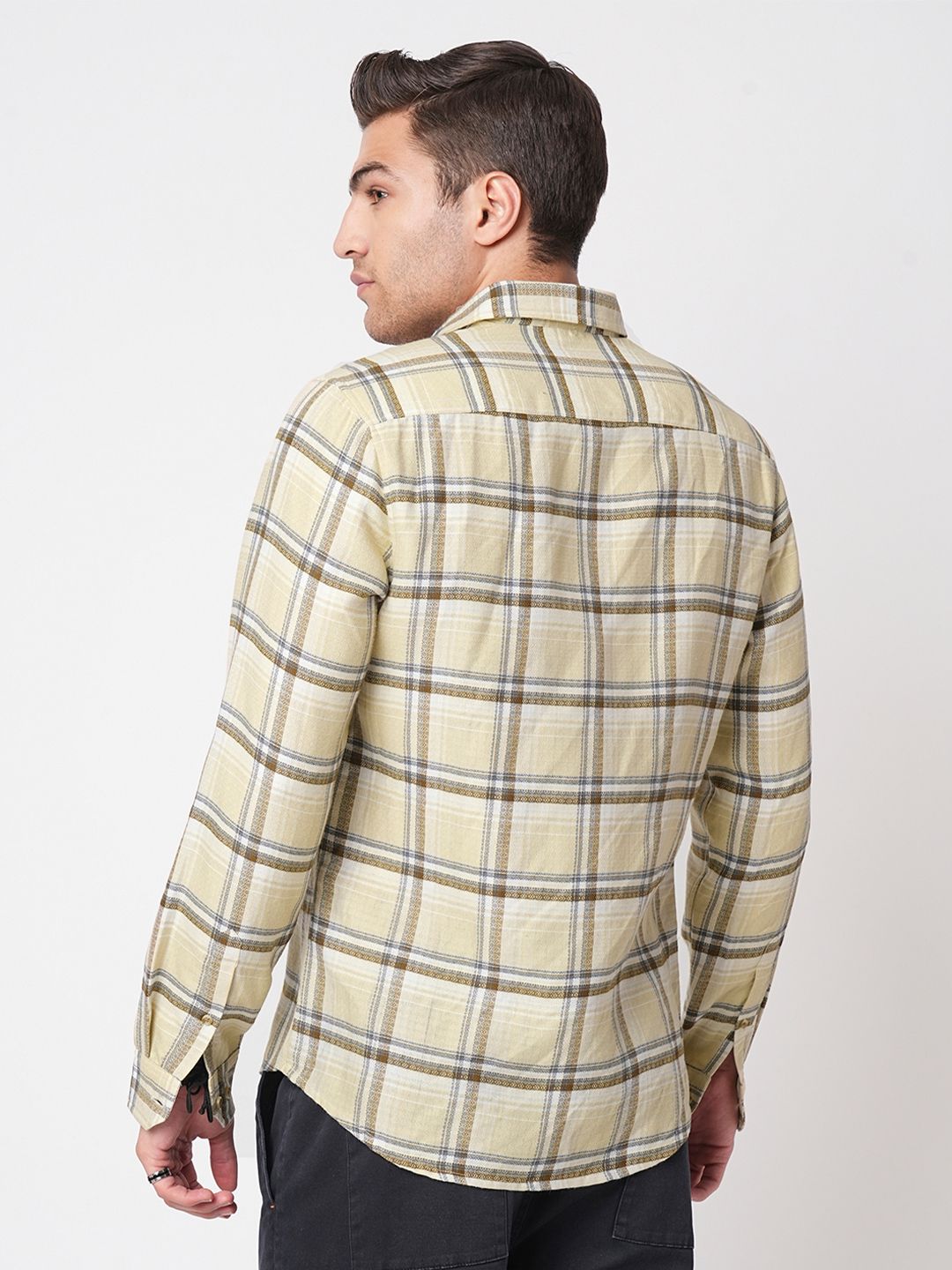 VASTRADO Men Classic Slim Fit Opaque Checked Pure Cotton Casual Shirt