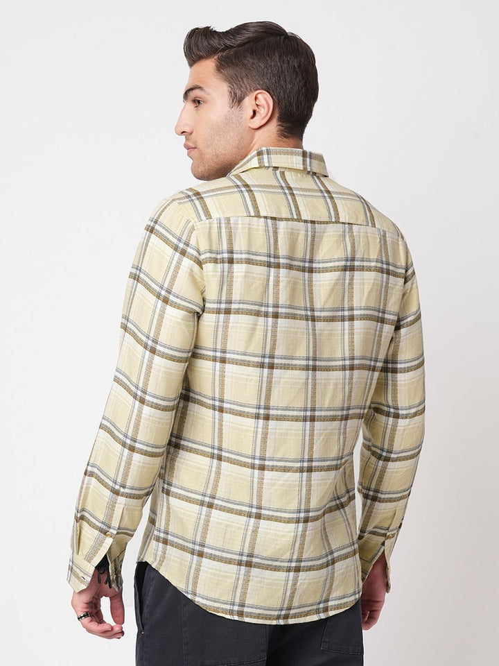 VASTRADO Men Classic Slim Fit Opaque Checked Pure Cotton Casual Shirt