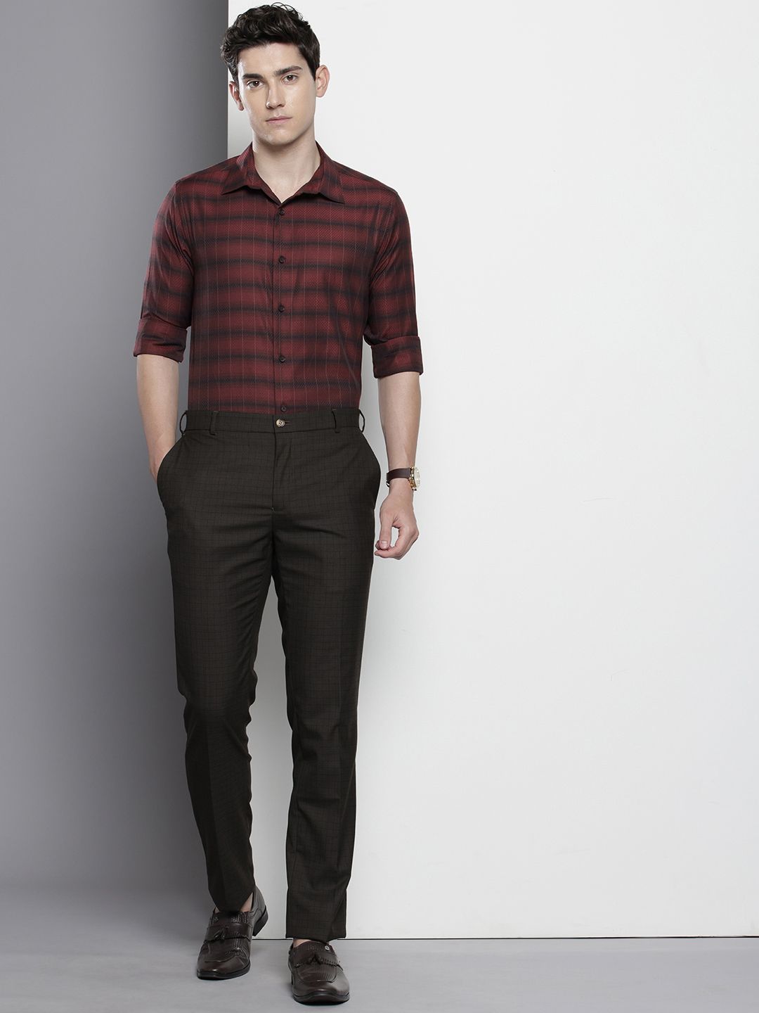 The Indian Garage Co. X Luxe Slim Fit Checked Formal Shirt
