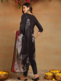 KALINI Women Floral Printed Regular Sequinned Kurta with Trousers & With Dupatta