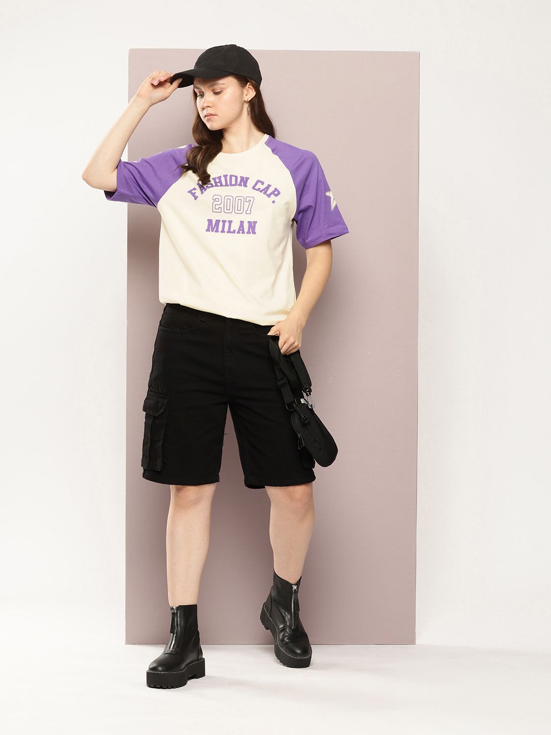 DILLINGER Womens Oversized Raglan Sleeve Varsity Printed Tshirt