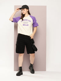 DILLINGER Womens Oversized Raglan Sleeve Varsity Printed Tshirt