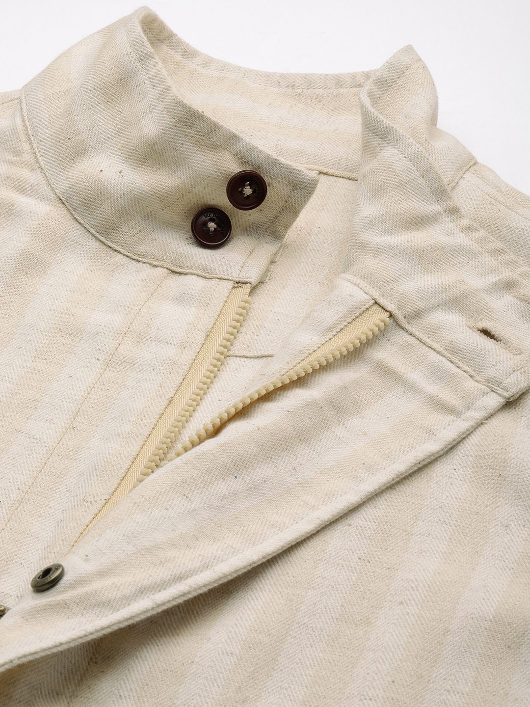 Mr Bowerbird Men Beige Off White Striped Tailored Jacket