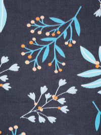 KLOTTHE Blue Floral Cotton 300 TC King Fine Bedsheet with 2 Pillow Covers-250 x 220 cm