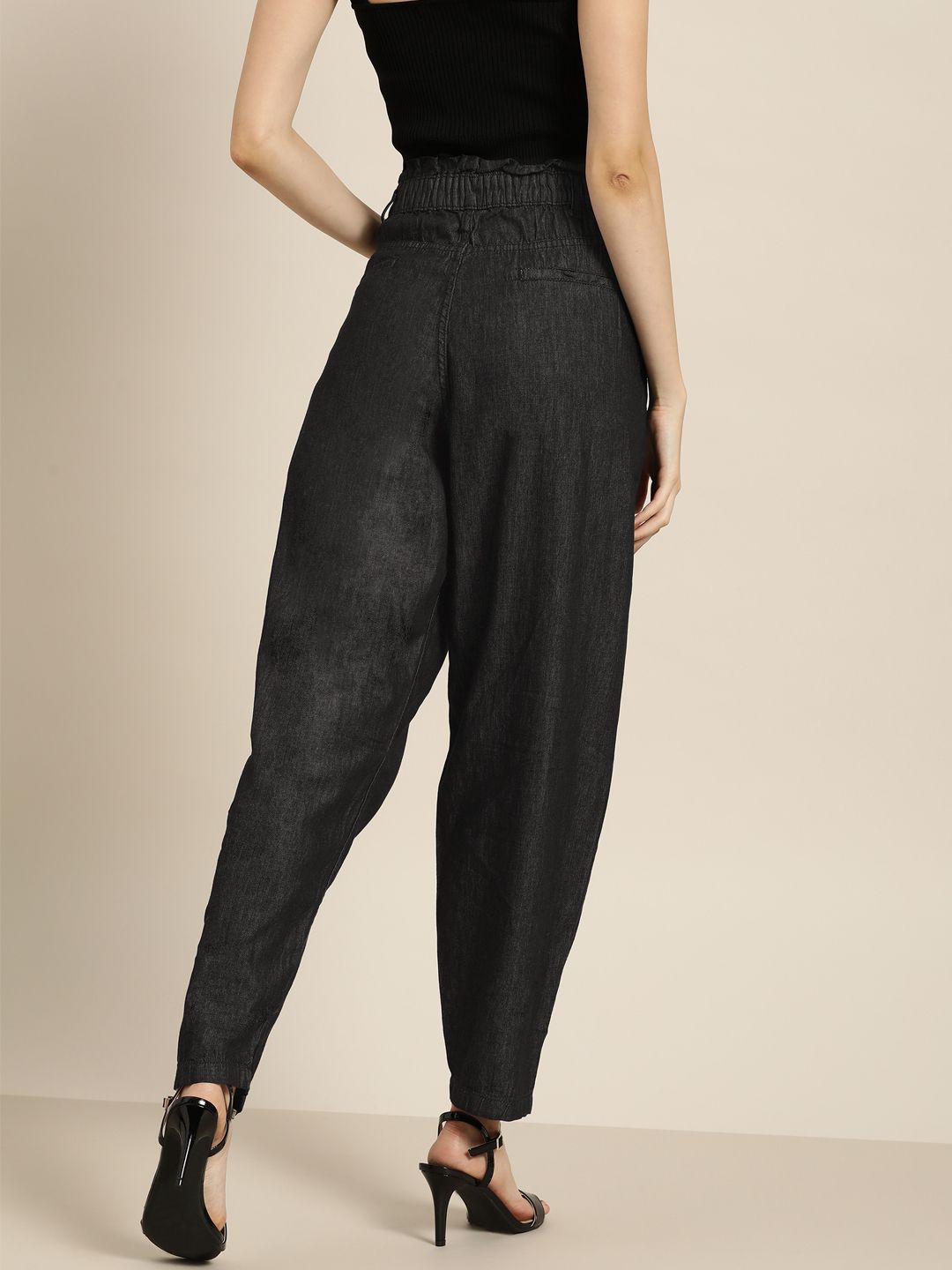 all about you Women Charcoal Grey Pure Cotton Tapered Fit High-Rise Jeans