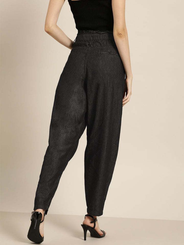 all about you Women Charcoal Grey Pure Cotton Tapered Fit High-Rise Jeans
