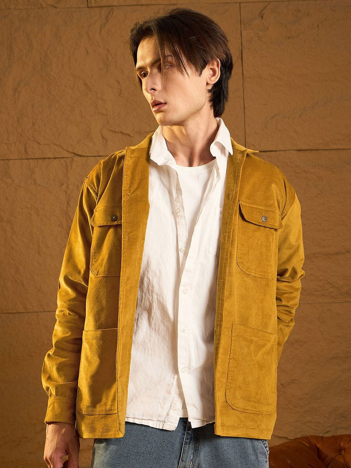 DENNISON Men Four Pocket Drop Shoulder Oversized Corduroy Shacket
