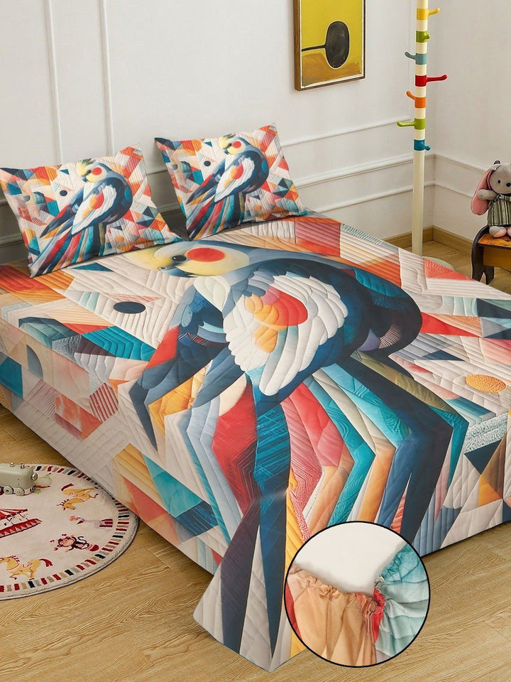 Myntra Elegant Homes Multicoloured 400 TC King Bedsheet with 2 Pillow Covers