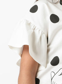 Nauti Nati Disney Girls Cotton Minnie Mouse & Daisy Polka Printed Flare Sleeves Top