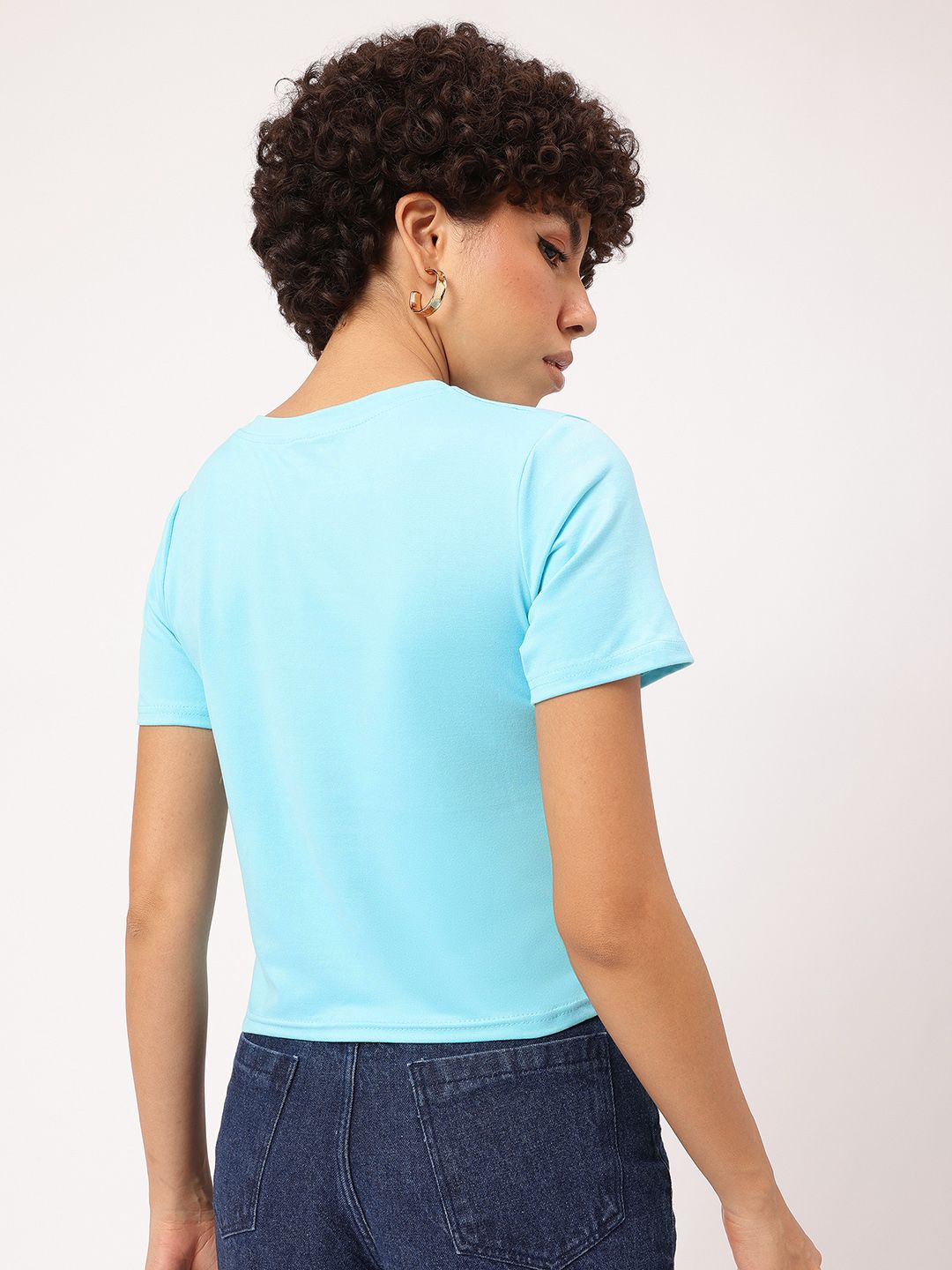 DressBerry Minimalism Essential Twisted Knot Asymmetric Hem T-shirt