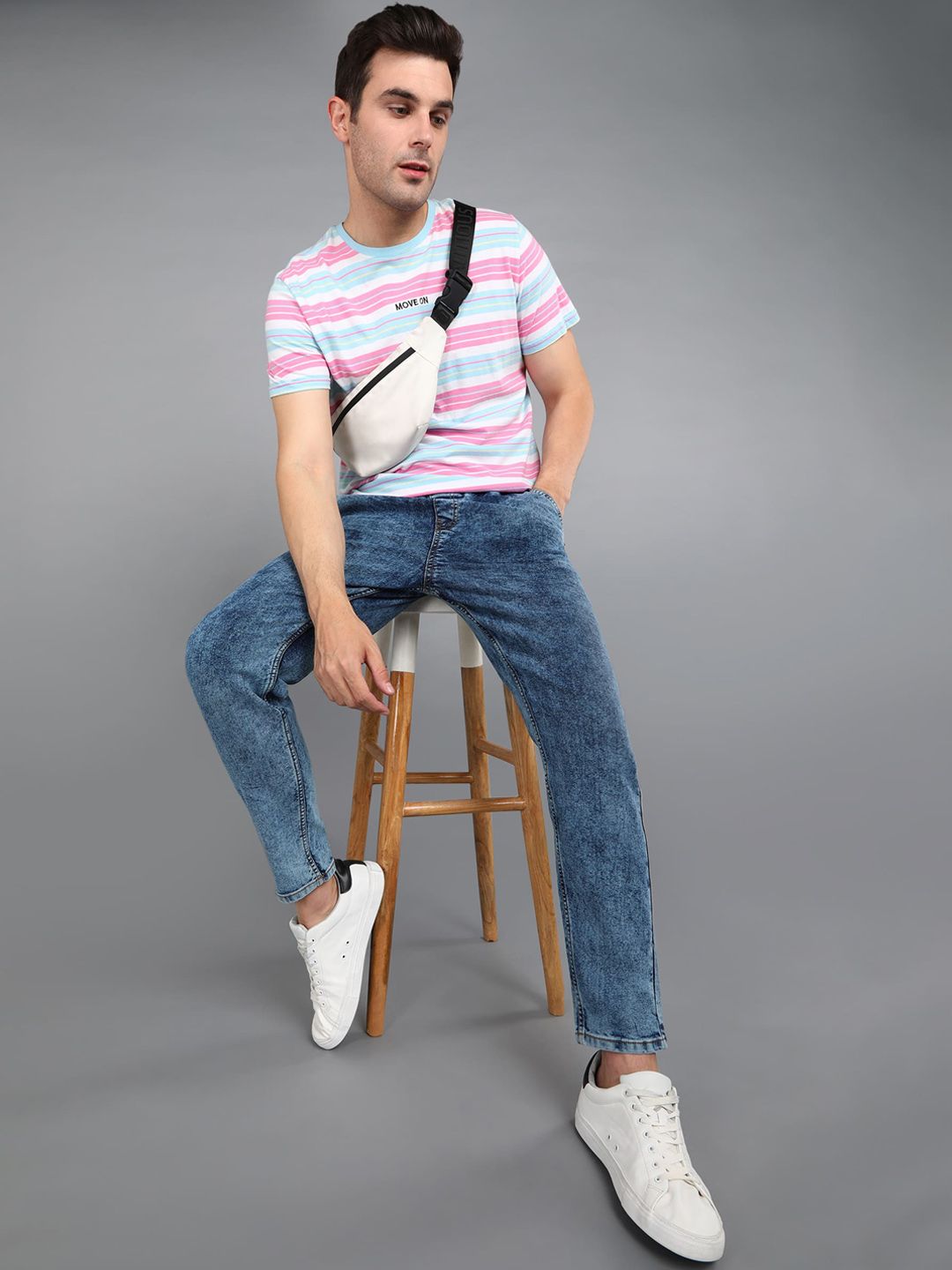 Urbano Fashion Men Regular Fit Washed Heavy Fade Stretchable Jeans