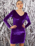 STREET 9  Embellished Long Sleeves Velvet Bodycon Dress
