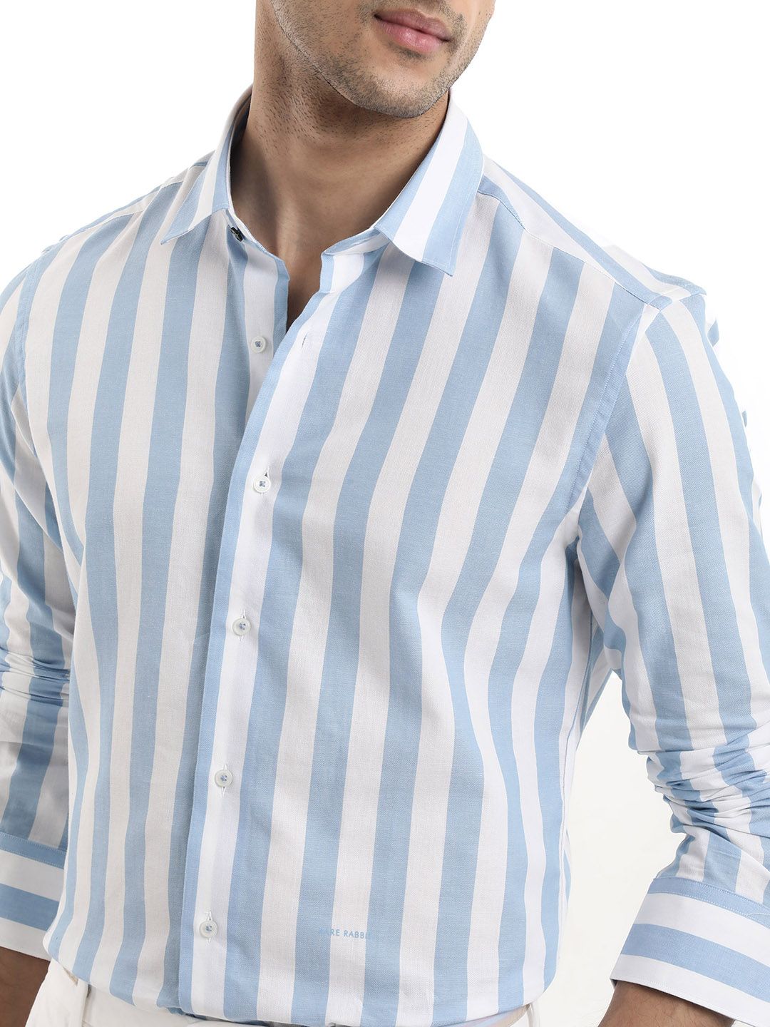 RARE RABBIT Men Leeds Slim Fit Vertical Striped Cotton Shirt