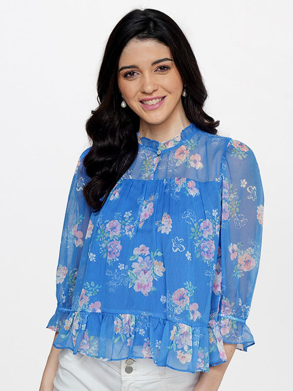 AND Floral Print High Neck Top