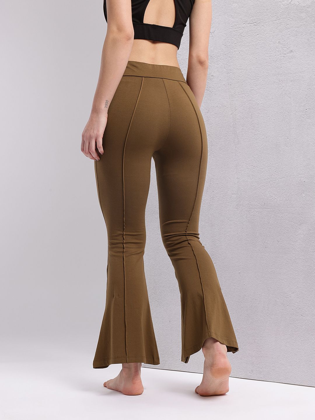HRX by Hrithik Roshan Women Slit Hem Paneled Flared Yoga Track Pants