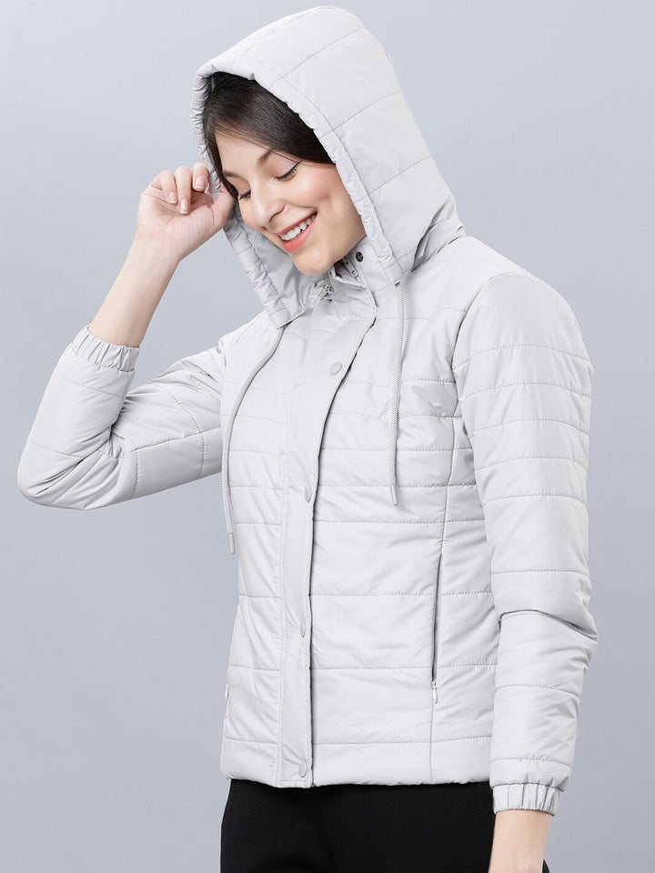 Tokyo Talkies Women Grey Solid Padded Jacket
