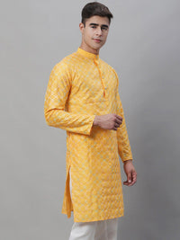 SOJANYA Geometrik Sulam Benang Kerja Sutera Cotton Kurta