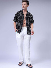 The Indian Garage Co Men Textured Loose Fit Mid-Rise Regular Trousers